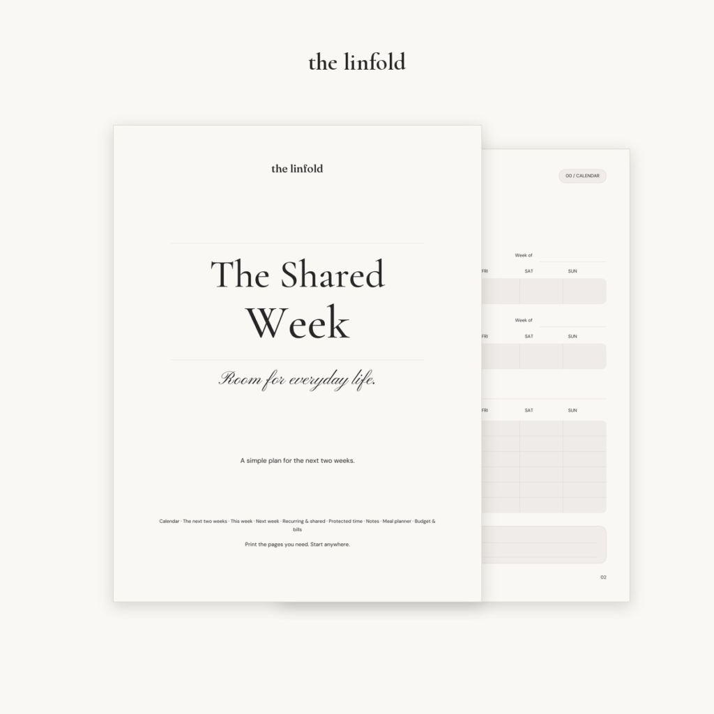 The Shared Week cover and calendar page