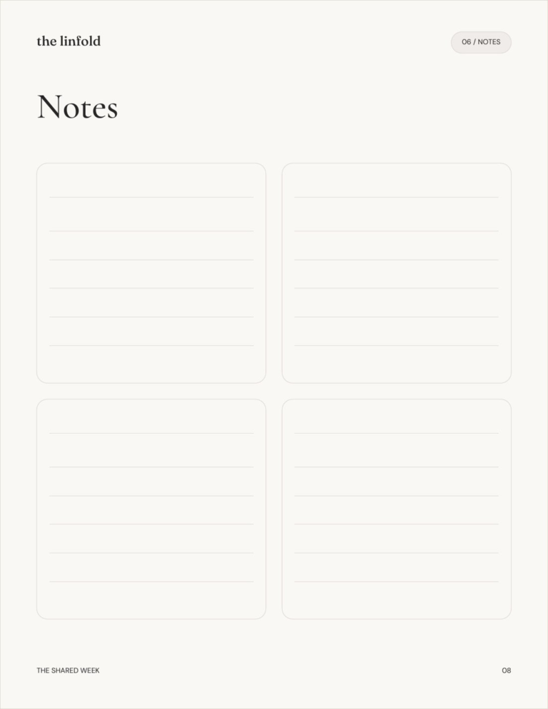 Page 8: four open notes sections