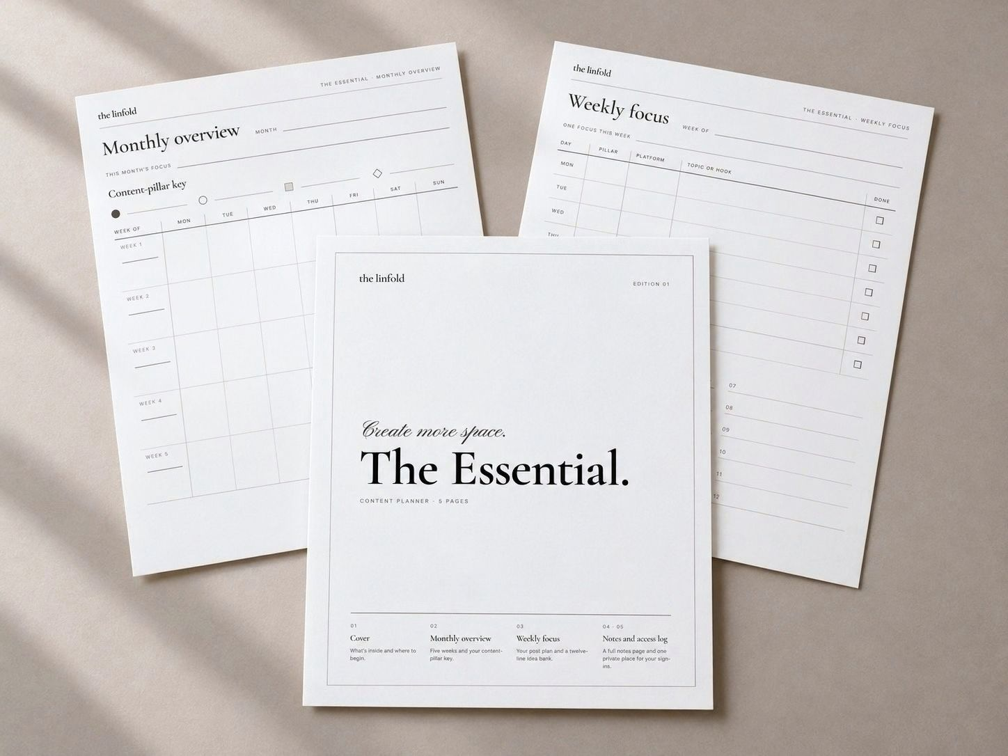 The Essential. cover between the monthly overview and weekly focus pages